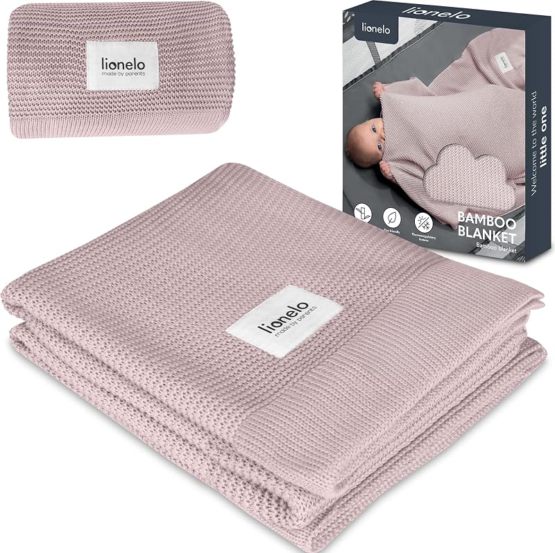 Lionelo Bamboo Babydeken 100x75 cm – Zachte, Ademend, Hypoallergene, Huidvriendelijke Baby Bamboe Deken voor Pasgeborenen – 100% Bamboe Katoen – Termoregulerend – Vanaf Eerste Levensdag – Roze