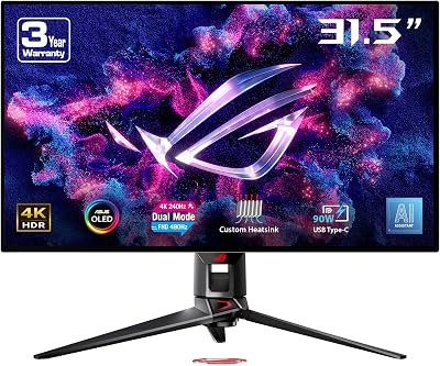 ASUS ROG Swift OLED PG32UCDP 32-inch gaming-monitor (WOLED-paneel (31,5 inch zichtbaar oppervlak), Dual Mode (4K 240Hz; FHD 480Hz), 0,03 ms (GTG), G-SYNC, op maat gemaakte koellichaam, OLED Care)