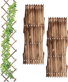 Relaxdays plantenklimrek, uitschuifbaar, set van 3, klimplantensteun, tuin, balkon, terras, rankhulp, dennenhout, bruin