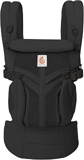 Ergobaby Omni 360 Cool Air Mesh - Ergonomische Draagzak met Verstelbare Posities, Gewatteerde Heupriem en Opklapbare Babykap - Onyx | 4 posities, babydrager vanaf de geboorte, ademend mesh, ergonomische ondersteuning, 3,2-20,4 kg, onyx zwart