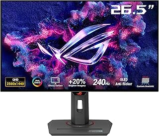 ASUS ROG Strix OLED XG27AQDMG gaming monitor ― 27-inch (26.5-inch viewable) 1440p glossy WOLED panel, 240 Hz, 0.03 ms, custom heatsink, OLED Anti-flicker, ASUS OLED Care, G-SYNC® compatible