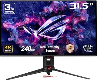 ASUS ROG Swift OLED PG32UCDMR, Gaming Monitor 31,5 inch, 4K QD-OLED (3840 x 2160), 0,03 ms (GTG), 240Hz, Compatibel met G-SYNC, USB-C en USA-A, DisplayPort, HDMI, DisplayWidget Center, zwart