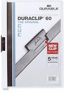 Durable 223802 klemmap Duraclip tot 60 vellen A4, 5 stuks wit